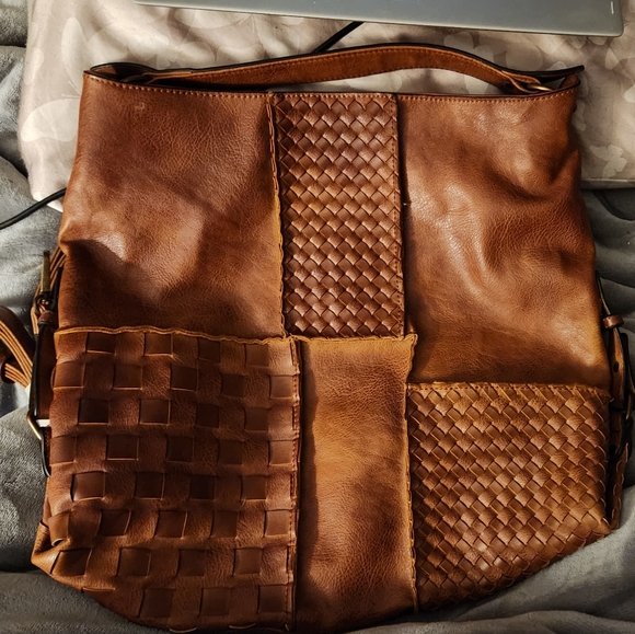 NWOT Patchwork Brown Slouchy Purse - Picture 3 of 14